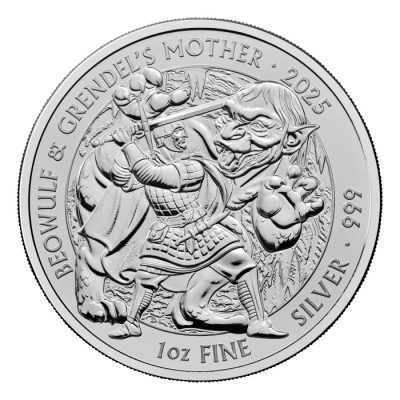 2025 (New) Great Britain Myths and Legends Beowulf and Grendel's Mother Silver 1 oz Coin