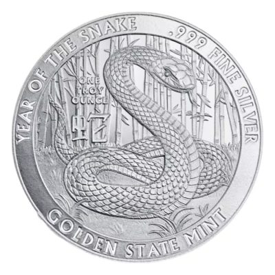 (New) USA Golden State Mint Year of The Snake Silver 1 oz Round
