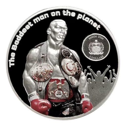 2024 (New) Samoa Mike Tyson Silver 1 oz Color Proof Coin - Image 2