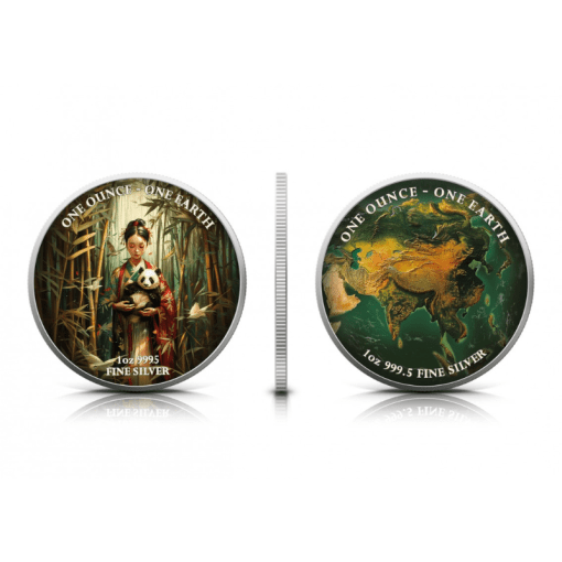 2022年 (新品) フィジー「地球の大陸 ・アジア」純銀 1オンス カラー 銀貨 - 画像 (3)
