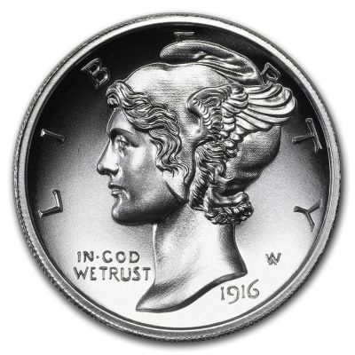 (New) USA Mercury Dime Silver 2 oz High Relief Round