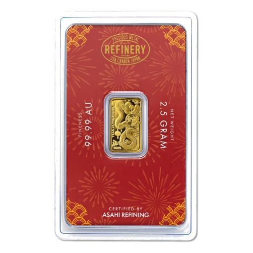 2025 (New) Asahi Lunar Snake Gold 2.5 grams Bar
