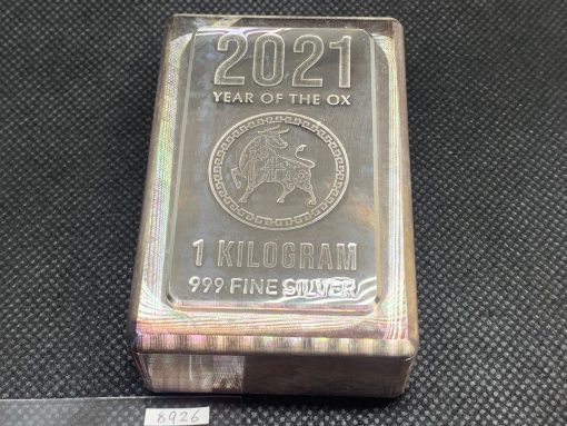 (新品) ヘレウス社「干支 十二支・丑年 牛年」純銀 1キロ バー #8926