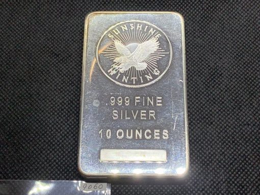 (新品) アメリカ サンシャイン ミント 純銀 10オンス バー インゴット・セキュリティID付 #9060