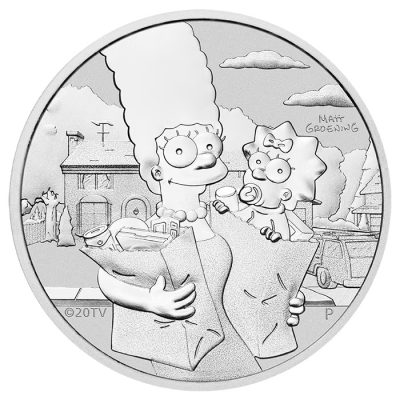 2021 (New) Tuvalu The Simpsons Marge and Maggie Silver 1 oz Coin