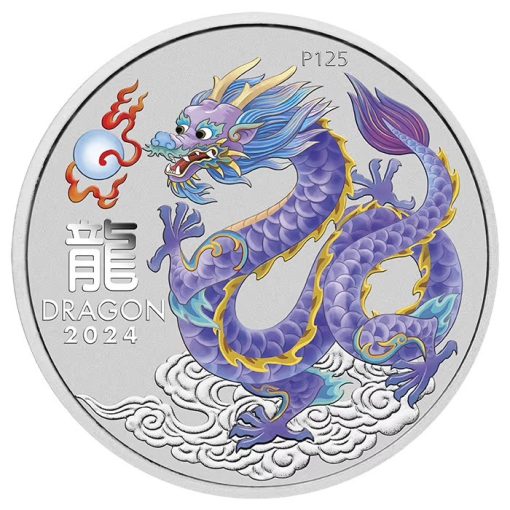 2024 (New) Australian Year of the Dragon Lunar Lilac Dragon Sydney Money Expo ANDA Special Silver 1 oz Color Coin - Image 3