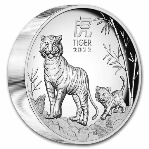 2022年 (新品) オーストラリア「干支 十二支・寅年 虎年」純銀 5オンス ハイリリーフ プルーフ 銀貨 - 画像 (4)