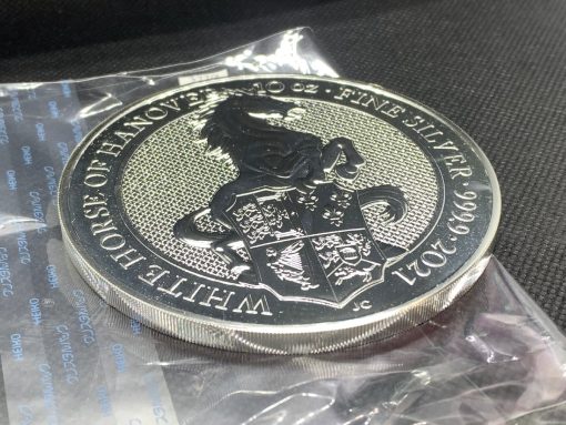 2021年 (新品) イギリス「クィーンズ ビースト・ホワイトホース 白馬」純銀 10オンス 銀貨 #3779 - 画像 (5)
