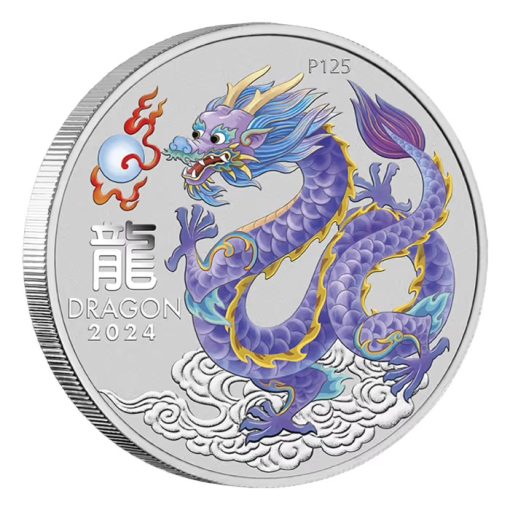 2024 (New) Australian Year of the Dragon Lunar Lilac Dragon Sydney Money Expo ANDA Special Silver 1 oz Color Coin - Image 5