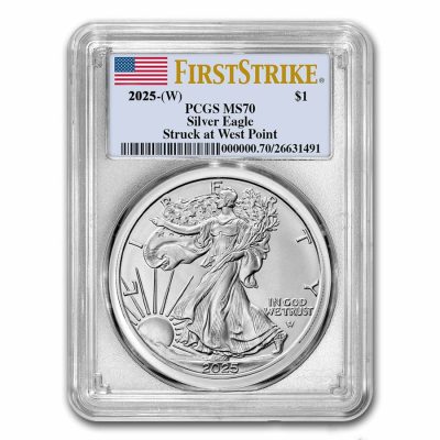2025 (New) American Eagle Walking Liberty Silver 1 oz Coin PCGS MS70 Struck at West Point (FirstStrike)