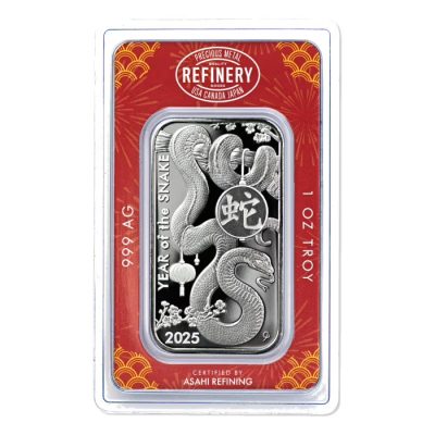 2025 (New) ASAHI Lunar Snake Silver 1 oz Bar