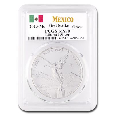2023年 (新品) メキシコ「リベルタッド」純銀 1オンス 銀貨 PCGS MS70 (ファーストストライク)