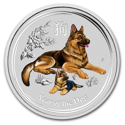 2018 (New) Australian Year of the Dog Lunar Silver 1/2 oz Color Coin