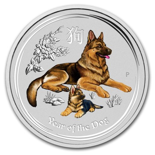 2018年 (新品) オーストラリア「干支 十二支・戌年 犬年」純銀 1/2オンス カラー 銀貨