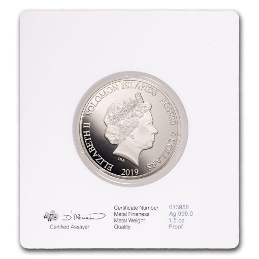 2019年 (新品) ソロモン諸島「自由の女神」純銀 1.5オンス プルーフ 銀貨 - 画像 (2)