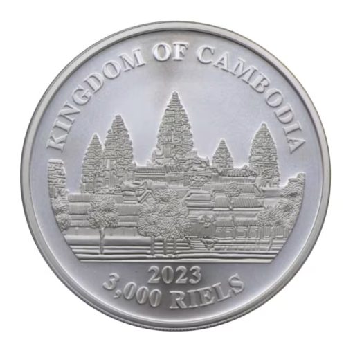 2023年 (新品) カンボジア「アジア ビッグファイブ・アジアゾウ」純銀 1オンス 銀貨 - 画像 (2)