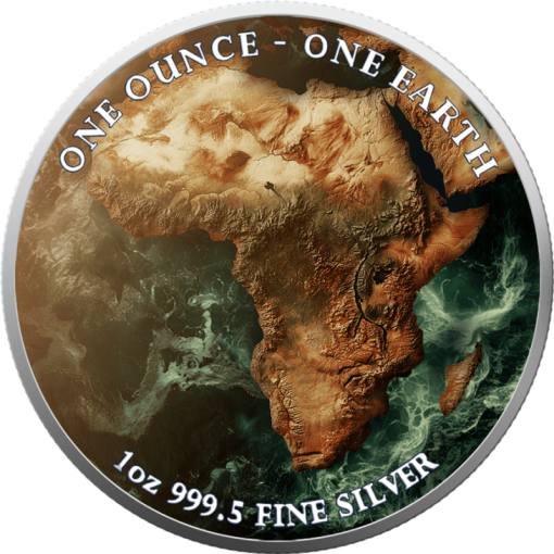 2022 (New) Fiji Earth Continents Africa Silver 1 oz Color Coin - Image 2