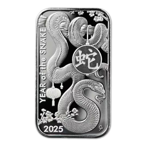 2025年 (新品) アメリカ「ASAHI アサヒ・干支 十二支・巳年 蛇年」純銀 1オンス バー - 画像 (3)