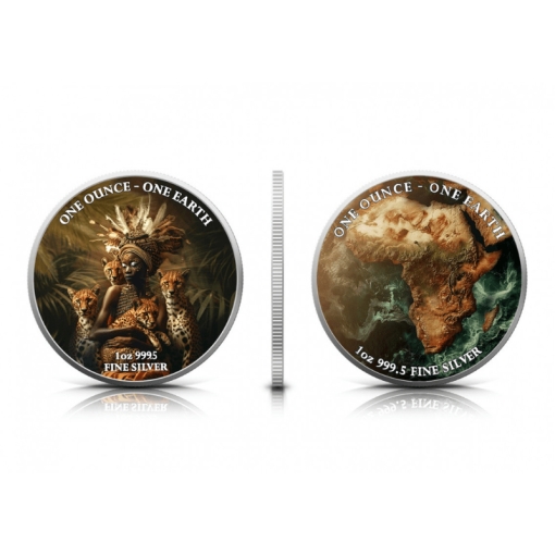2022 (New) Fiji Earth Continents Africa Silver 1 oz Color Coin - Image 3