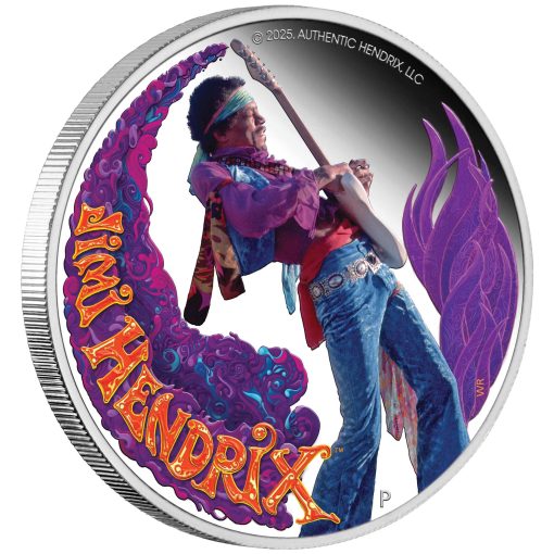 2025 (New) Tuvalu Jimi Hendrix Silver 1 oz Color Proof Coin - Image 4