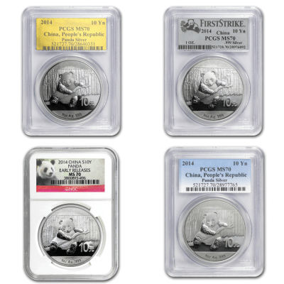 2014 (New) Chinese Panda in Capsule 1 oz Silver Coin MS70 (Random Label)