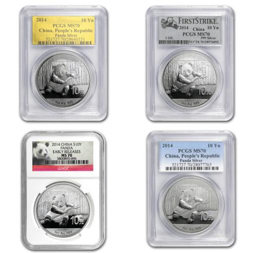 2014 (New) Chinese Panda in Capsule 1 oz Silver Coin MS70 (Random Label)