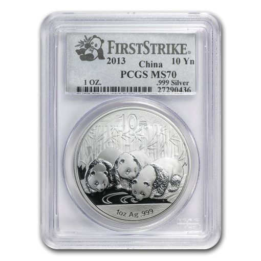 2013 (New) Chinese Panda in Capsule 1 oz Silver Coin MS70 (Random Label)