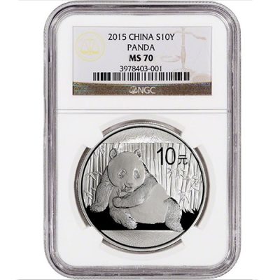 2015 (New) Chinese Panda in Capsule 1 oz Silver Coin MS70 (Random Label)