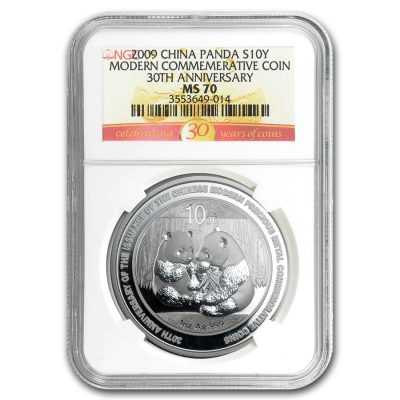 2009 (New) Chinese Panda in Capsule 1 oz Silver Coin MS70 (Random Label)